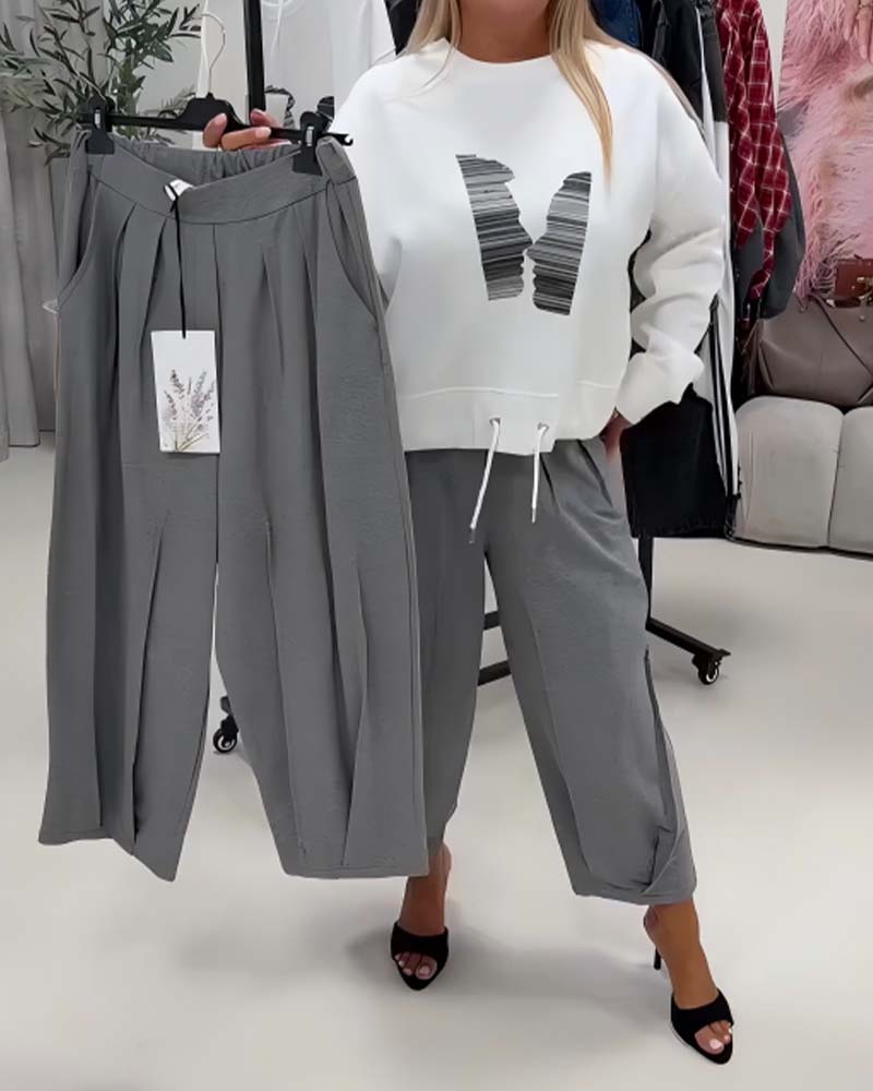 Pleated Wide Leg Harem Cropped Pant