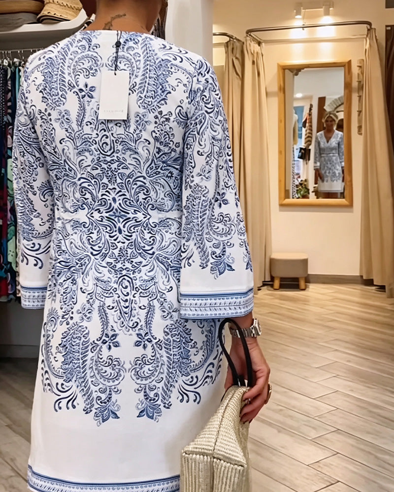 Casual V-Neck Printed Dress