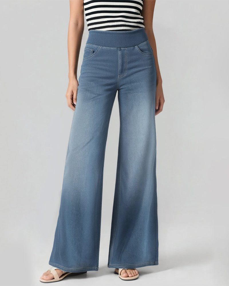 High-Waisted Washed Loose Baggy Casual Denim