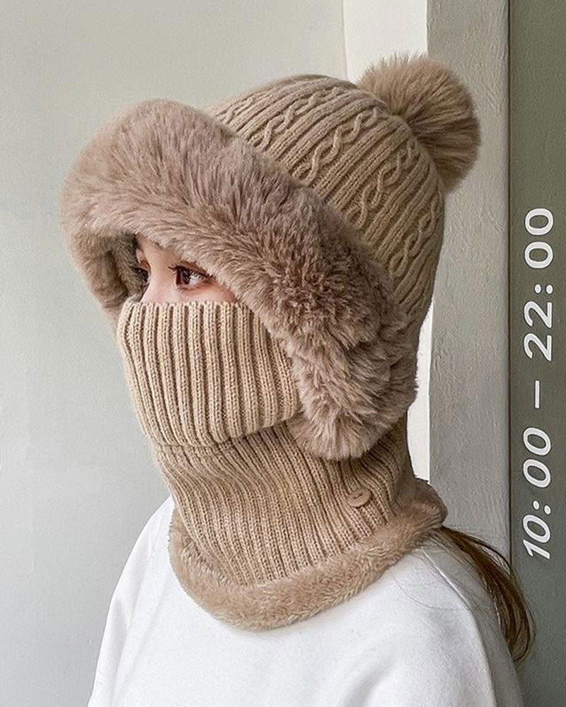 All-in-One Knitted Hat and Scarf