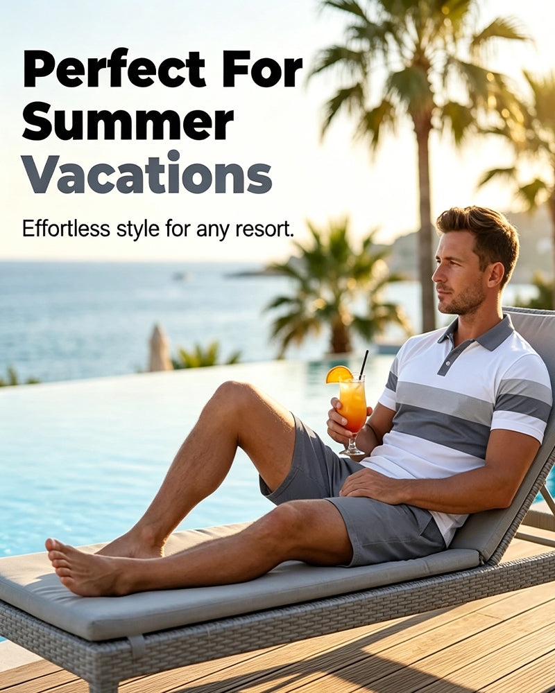 Striped Polo Men's Shorts Set