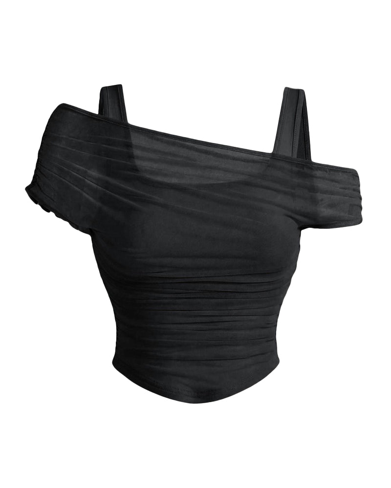 Mesh Ruffle Cami Blouse