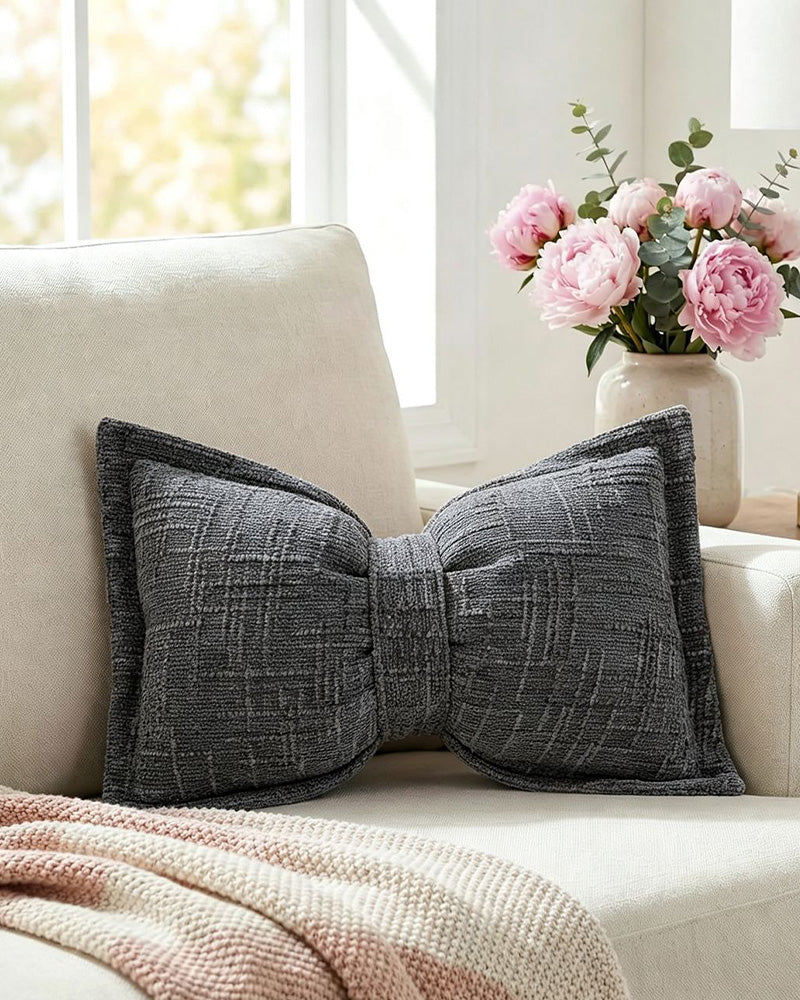 Soft Bow-Shaped Throw Pillowcase