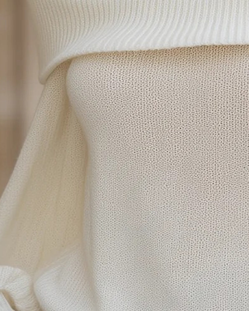 Off-Shoulder Lantern Sleeve Pullover