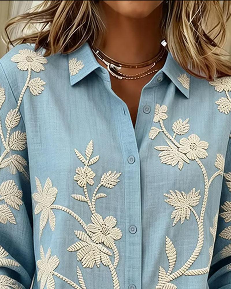 Casual Loose Embroidered Shirt