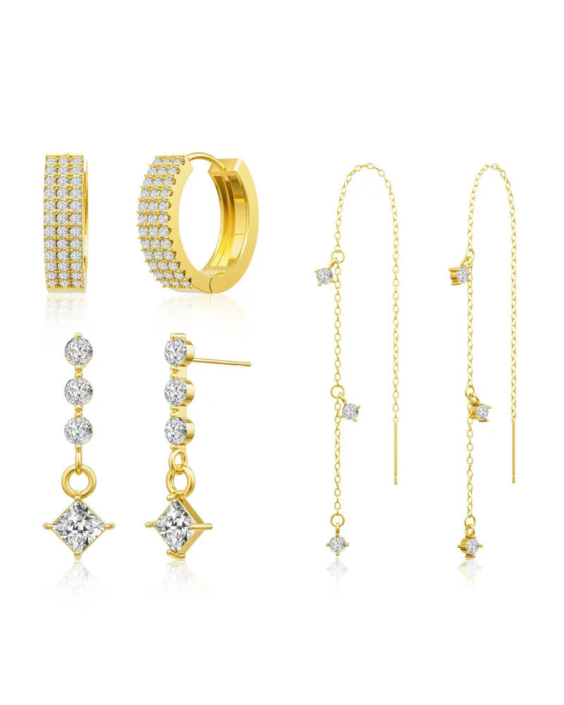 3 Layered Chain Earrings For Women