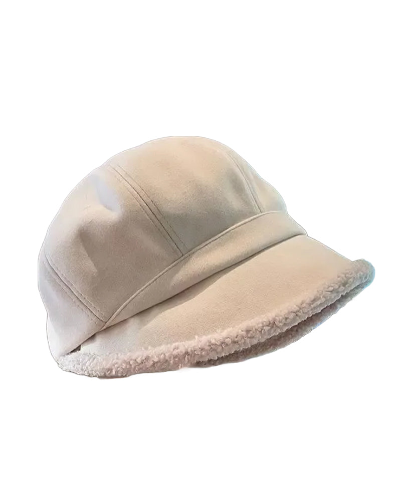 Women's Solid Color Plush Fisherman's Warm Hat