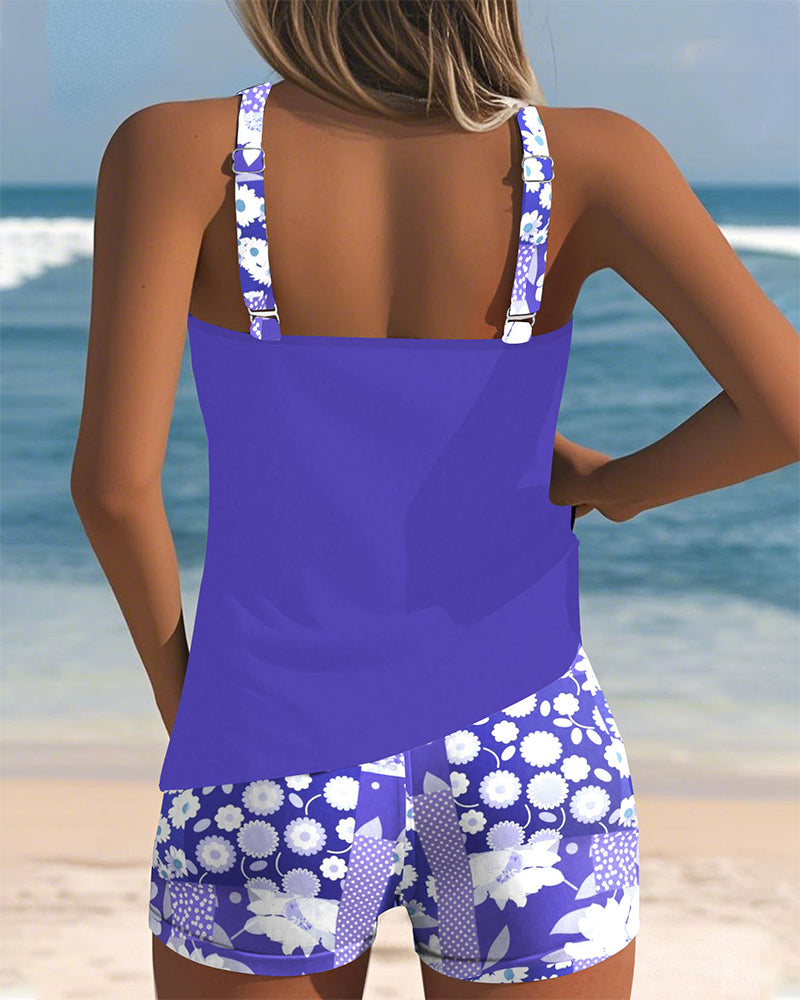 Aumora Tank Top Printed Boxer Swimsuit