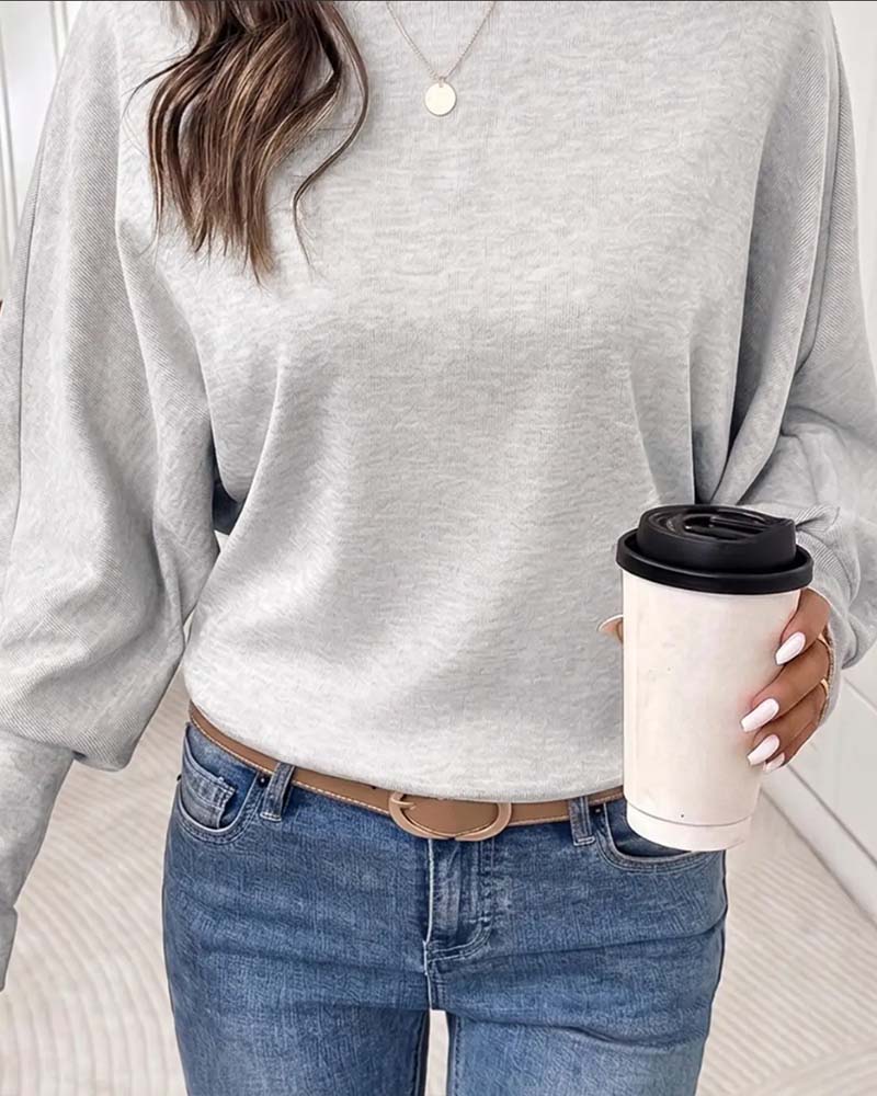 Loose Batwing Sleeve Casual Long Sleeve Top