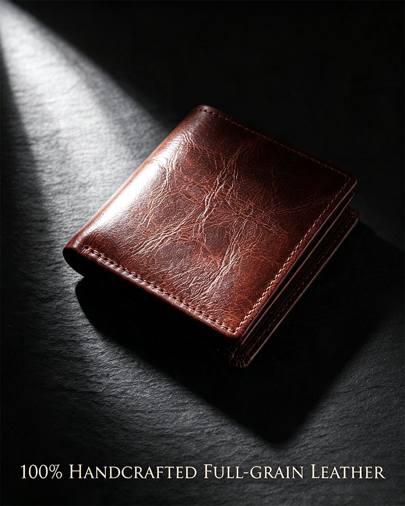 Men's Genuine Oil-Wax Cowhide RFID Wallet