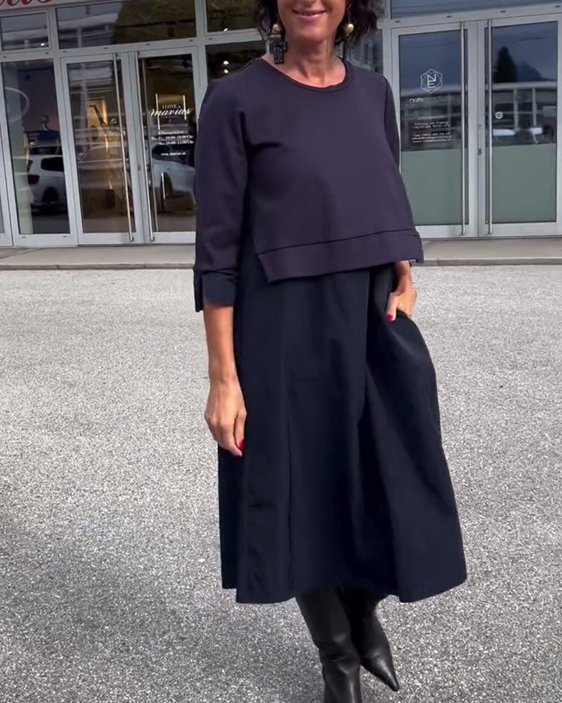 Round Neck Patchwork Fashion Dress