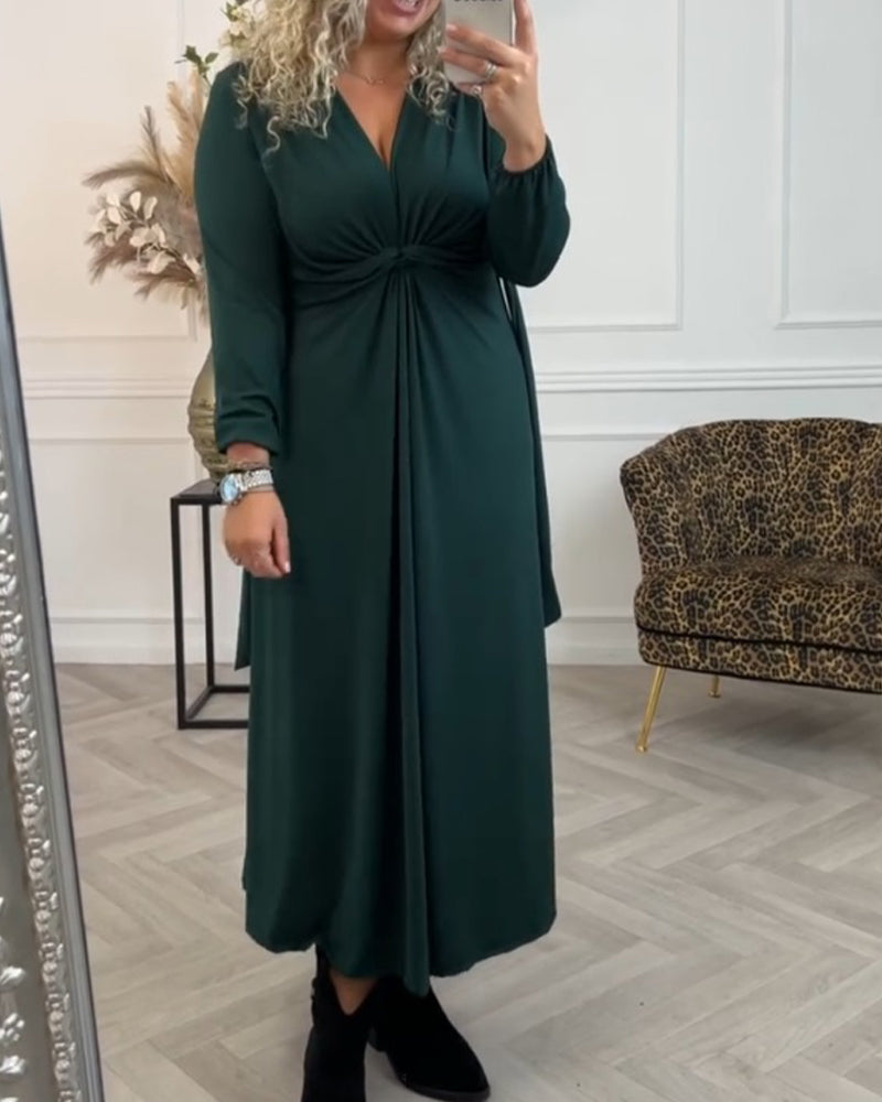 Sexy solid color Long Sleeve Dress