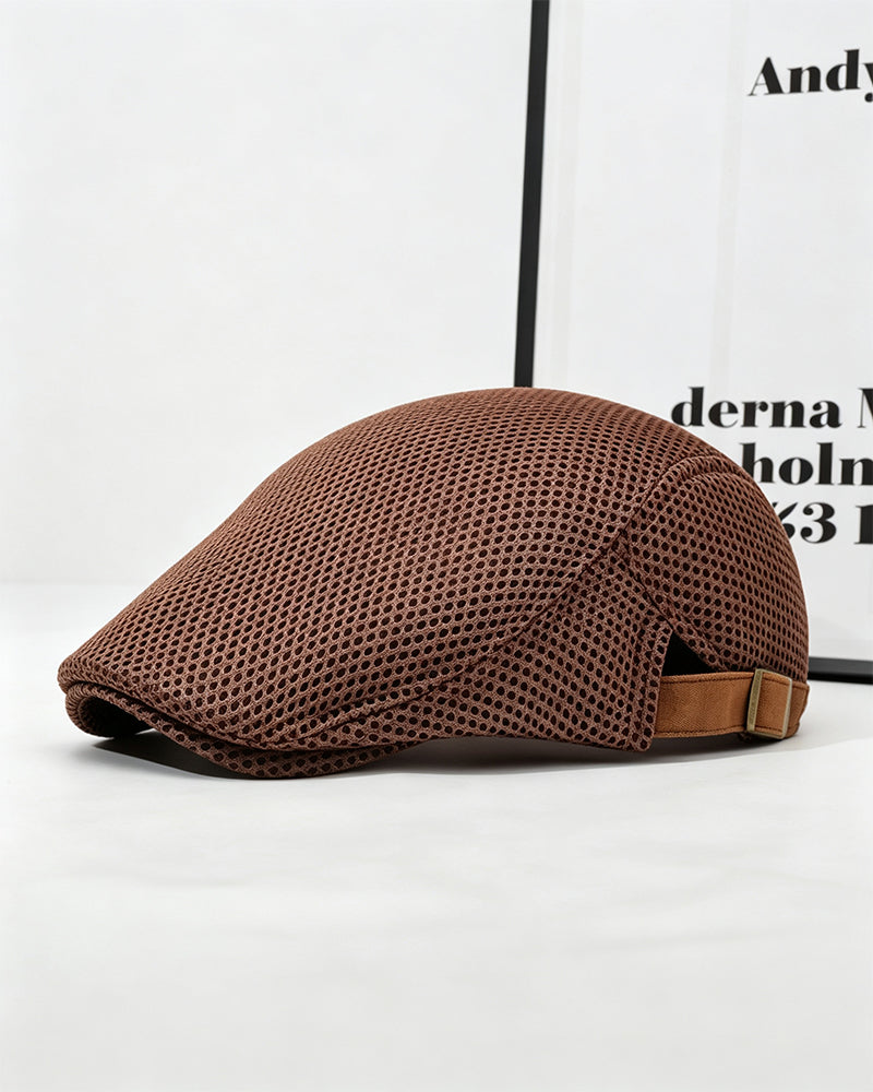 Men's Breathable Mesh Flat Cap - Adjustable Newsboy Ivy Beret Summer Hat