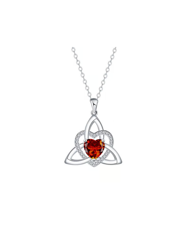 Birthstone Celtic Trinity Knot Heart Necklace✨ Heart Shape Celtic Trinity Knot Birthstone Pendant
