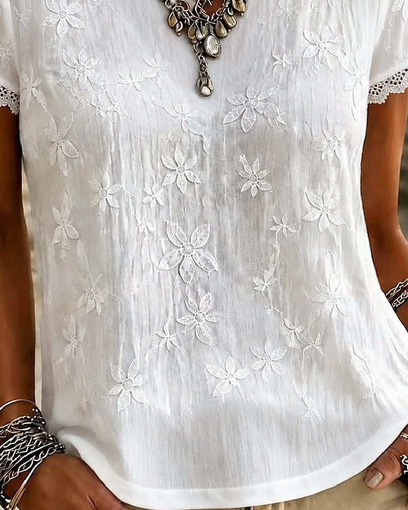 V-Neck Solid Color T-Shirt
