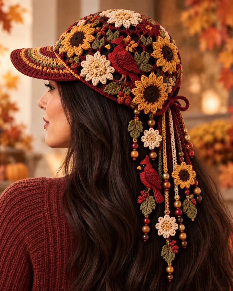 🍂 Women’s Handmade Crochet Autumn Baseball Cap