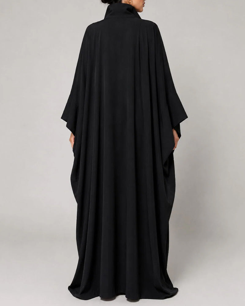Lapel Batwing Sleeve Shirt Dress