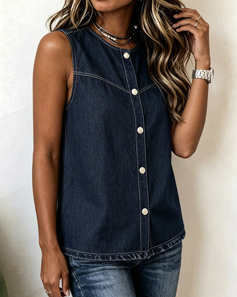 Round Neck Sleeveless Tank Top