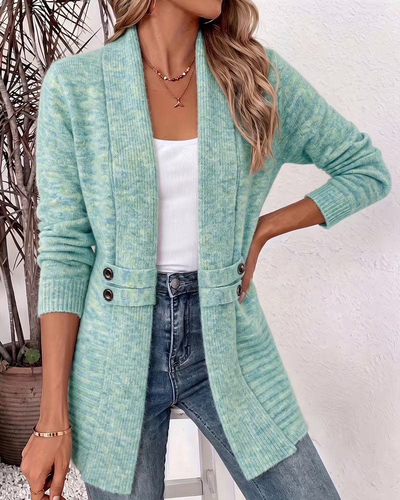 Solid Color Button Embellished Cardigan