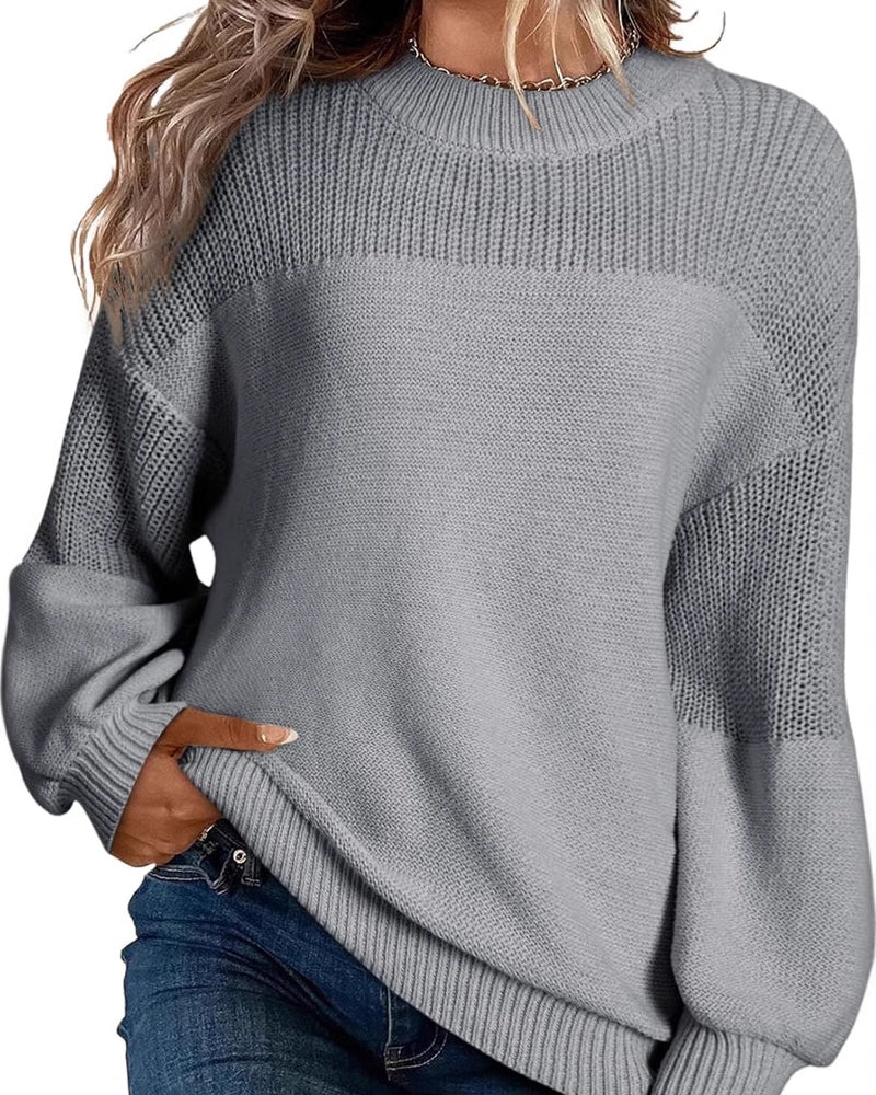 Solid Color Lantern Sleeve Sweater