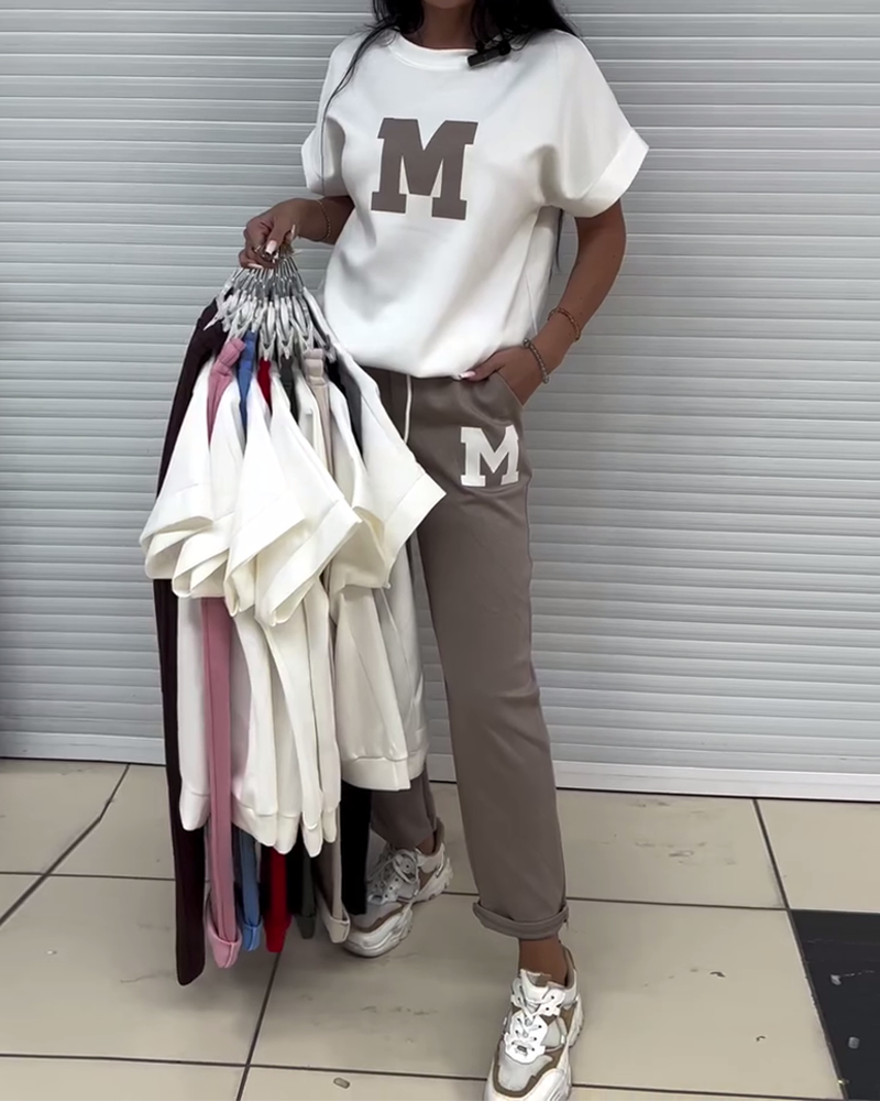 Fashionable Printed Casual Two-Piece Set