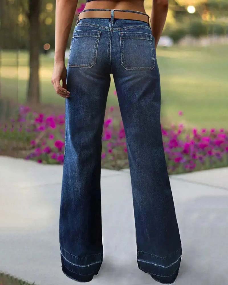 Women's Retro Flare Jeans with Pockets