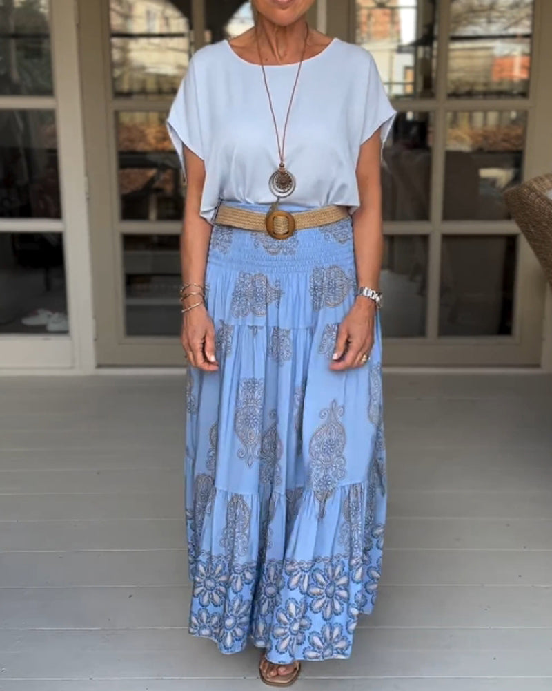 Round neck solid color loose T-shirt