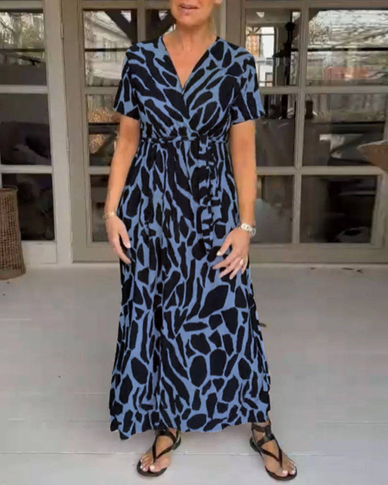 V neck short sleeve dress