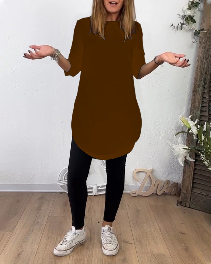 Mid-Length Crew Neck Top