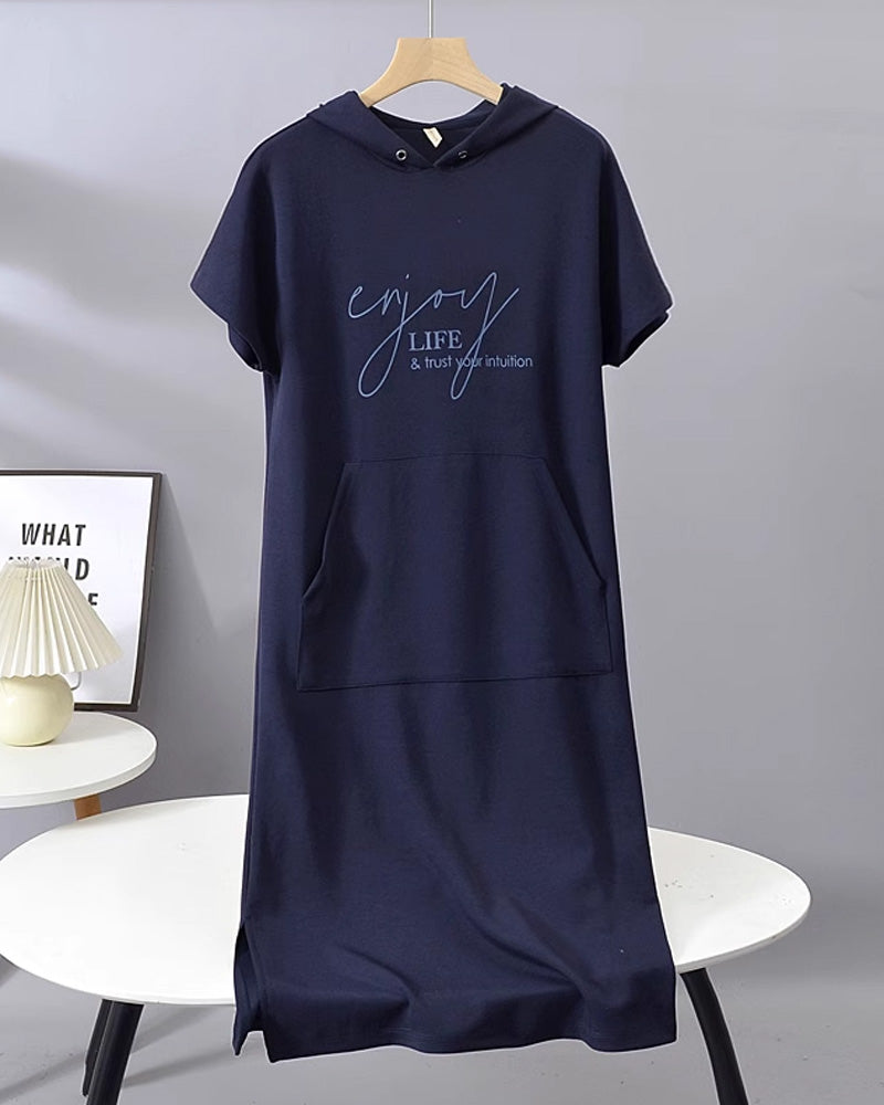 Hooded Casual Drawstring Dress