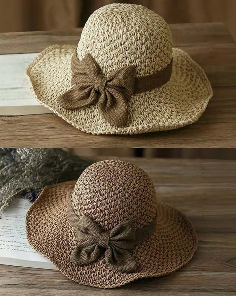 Casual Relaxed Holiday Bowknot Straw Hat