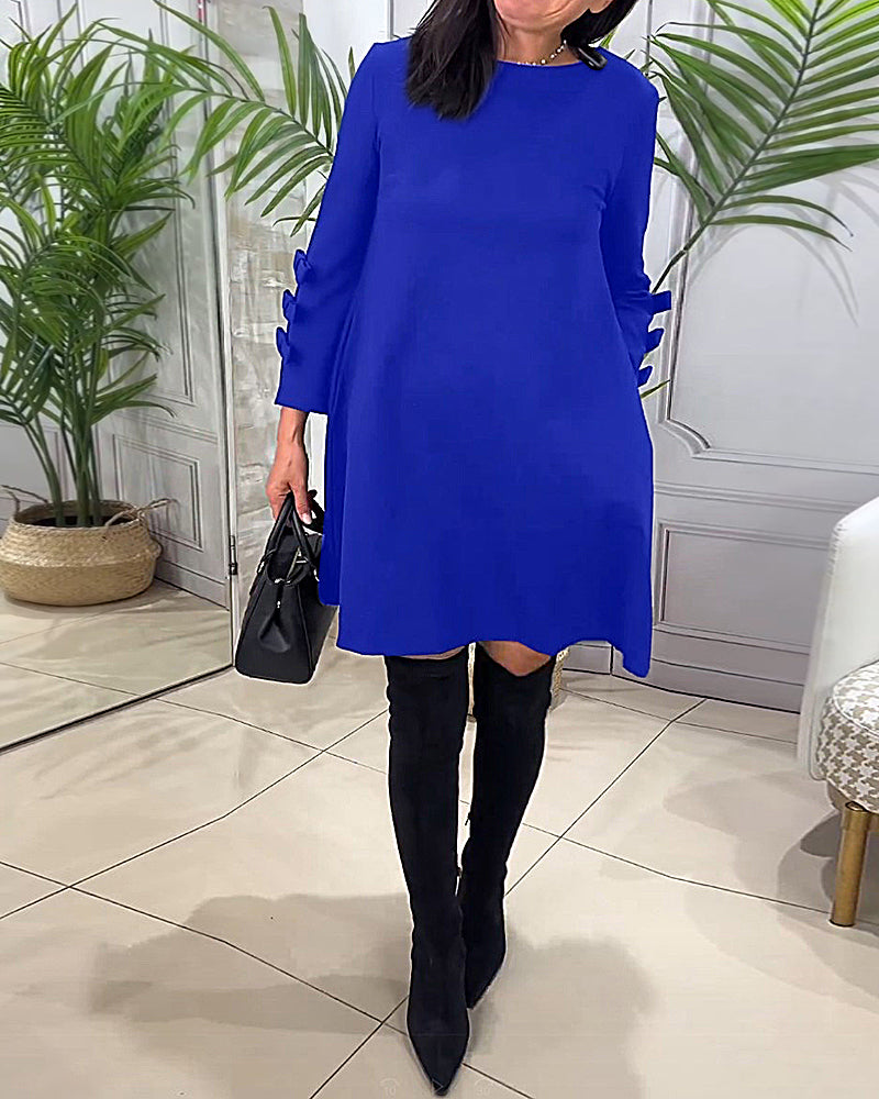 Casual Long Sleeve Knee Length Dress