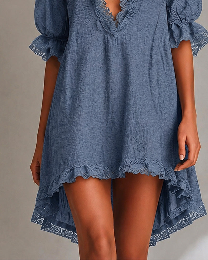 Lace Patchwork Asymmetrical Dress