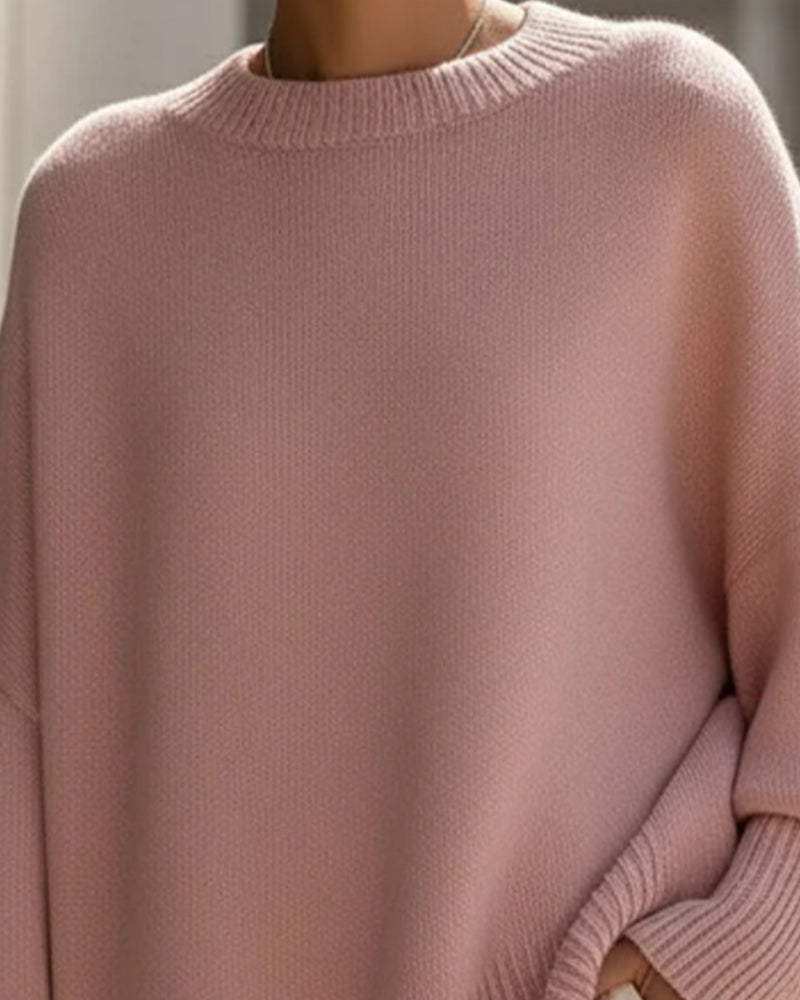 Round Neck Loose Mid-Length Pullover