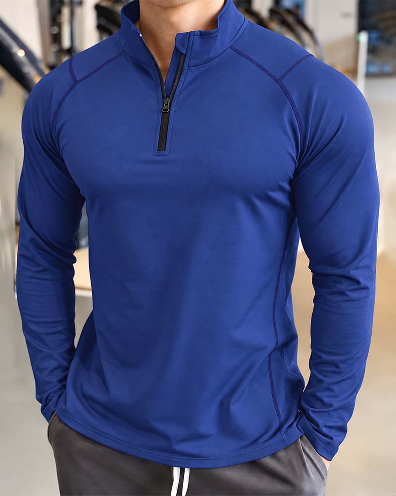 Stand Collar Zipper Raglan Sleeve Top