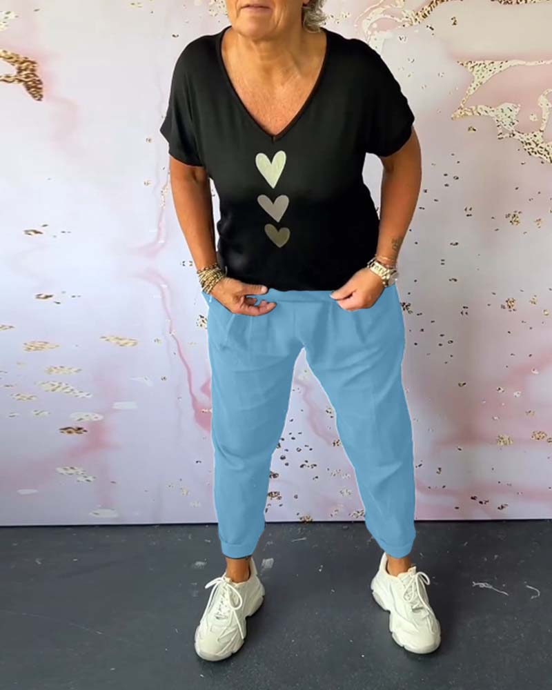 Solid color pocket comfort casual pants