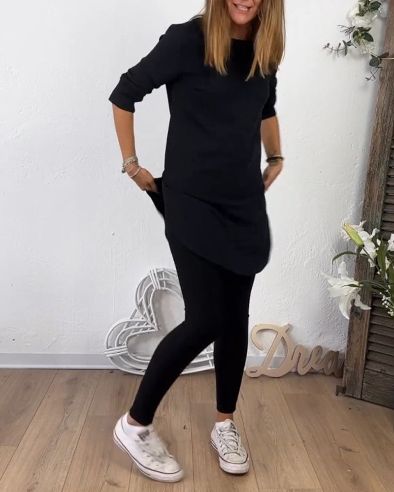 Mid-Length Crew Neck Top