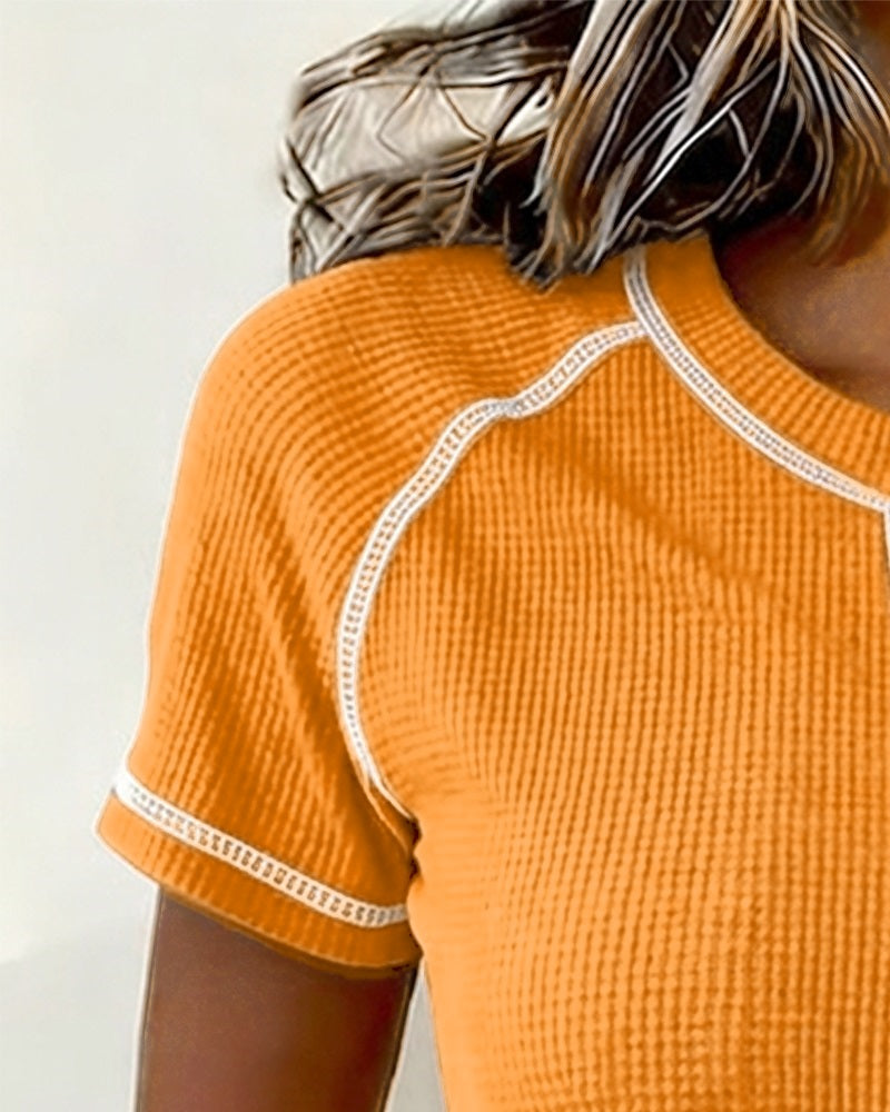 Waffle Knit Henley T-Shirt