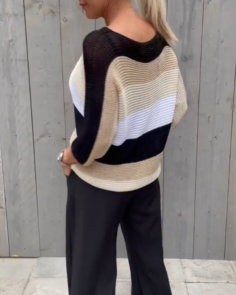 Aumora Color block crew neck sweater