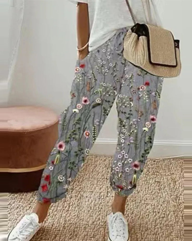Women's cotton linen casual pants