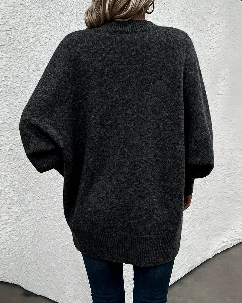 Lantern Sleeve V Neck Sweater