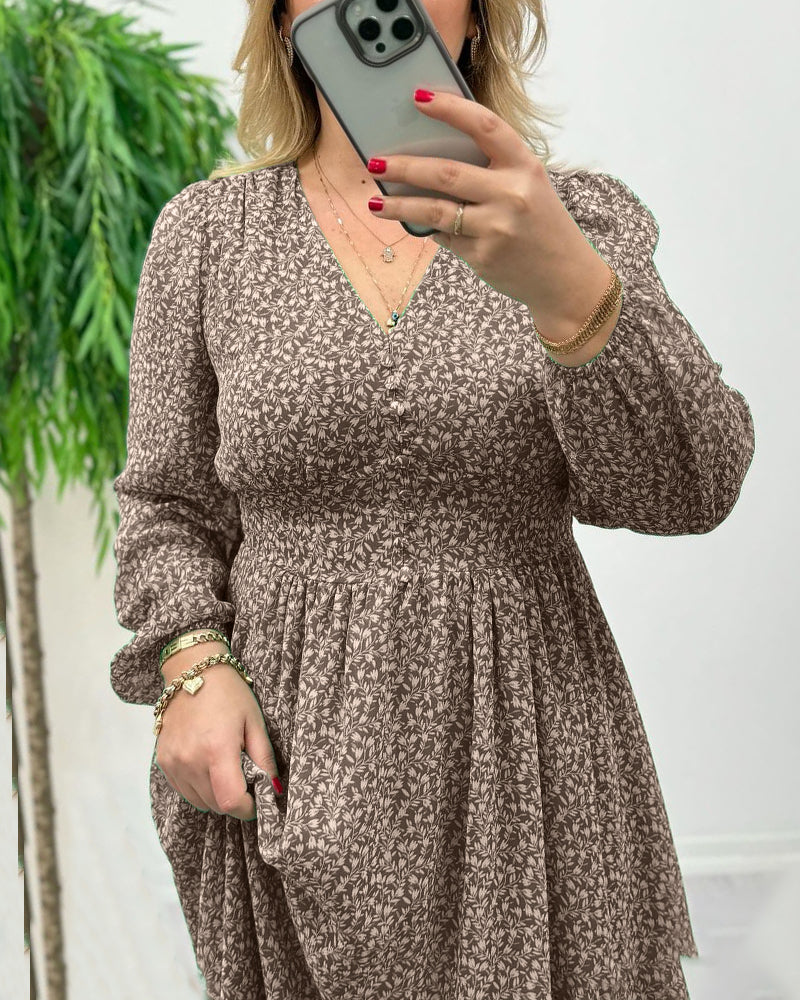 Printed elegant button dress