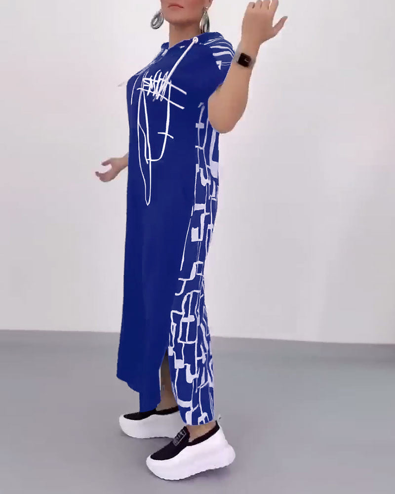 Half-Zip Loose Contrast Dress