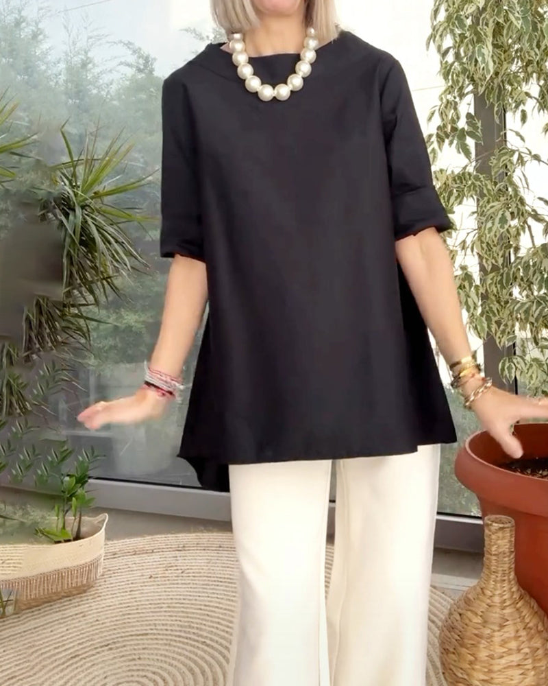 Solid color commuting top