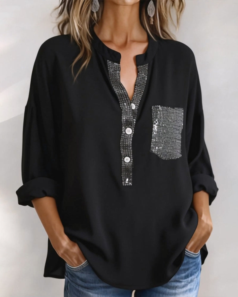 Sequin Patchwork Loose Casual Top