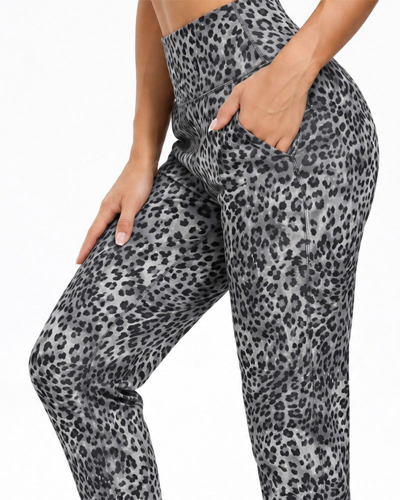 High Waist Pocket Solid Color Long Pants