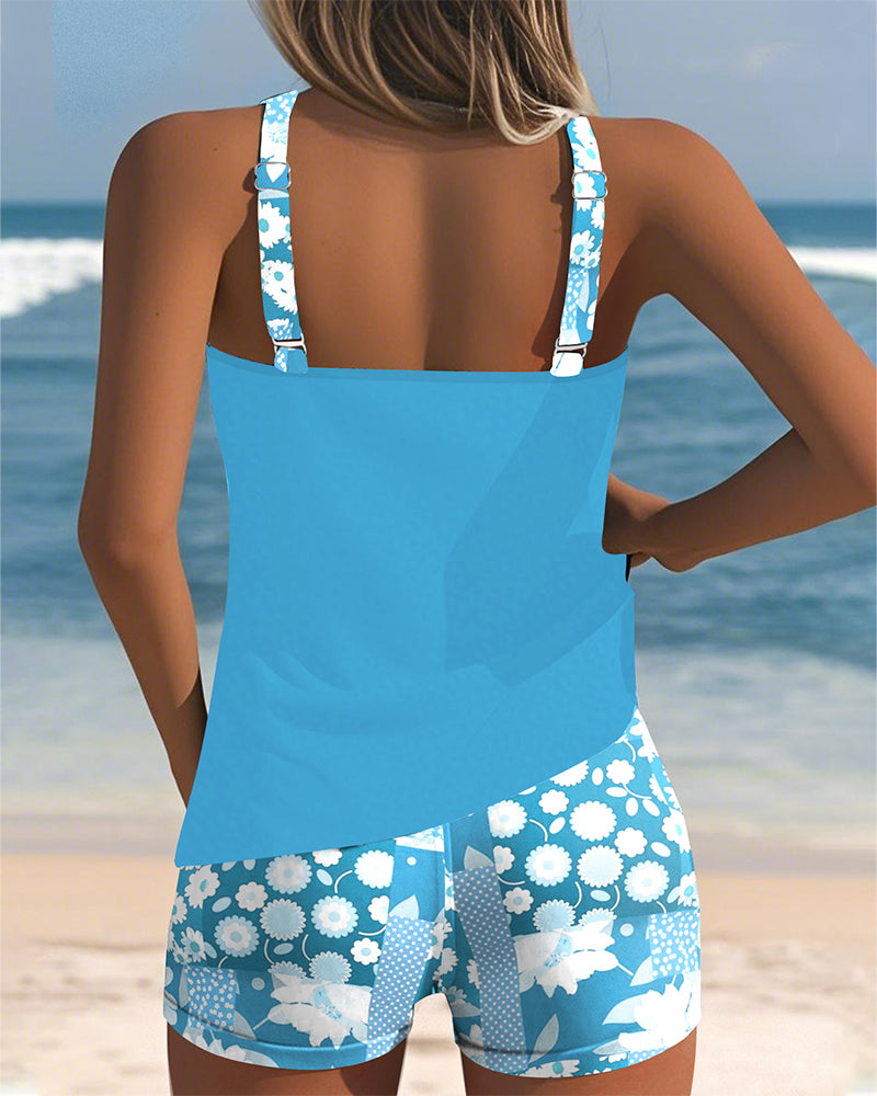 Aumora Tank Top Printed Boxer Swimsuit