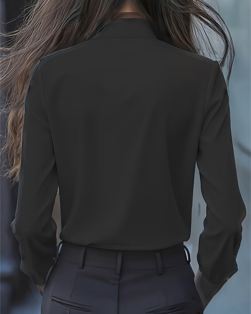 Bow Ruffle Long-Sleeved Shirt