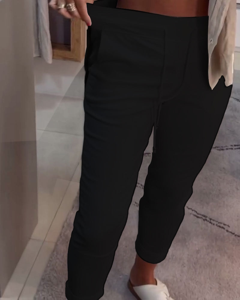 Aumora Drawstring Casual Pencil Pants