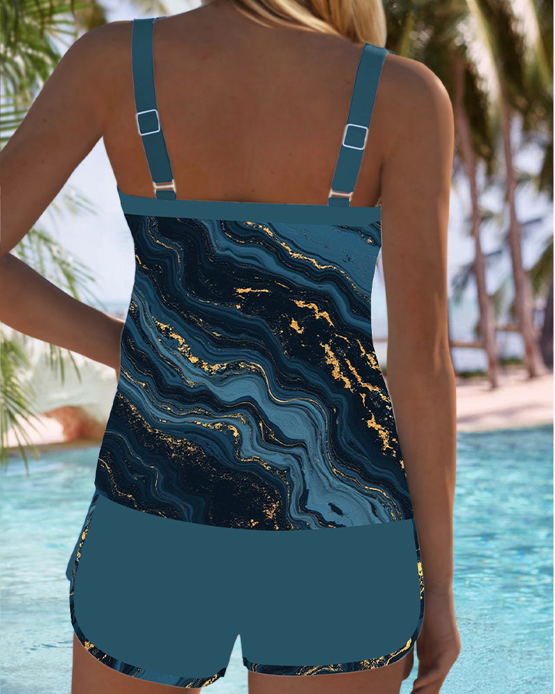 Strapless Printed Casual Two-Piece Swimsuit